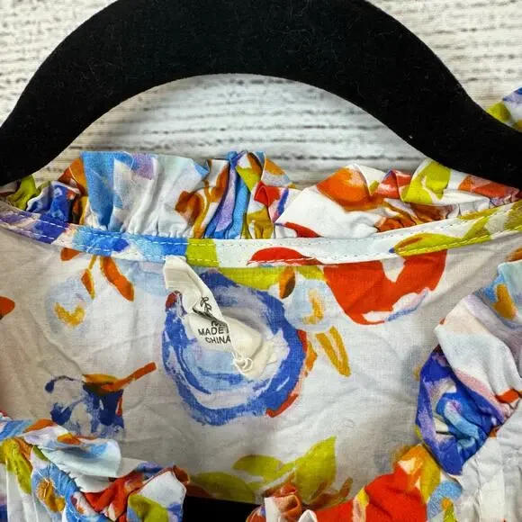 Entro Women's White Blue Floral Sleeveless Tiered Midi Dress Size Medium - Picture 4 of 11